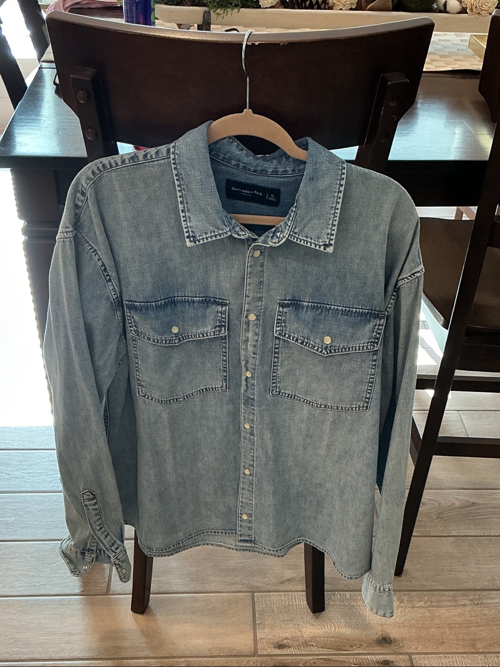 Abercrombie & Fitch Light Blue Denim Button-Down Shirt